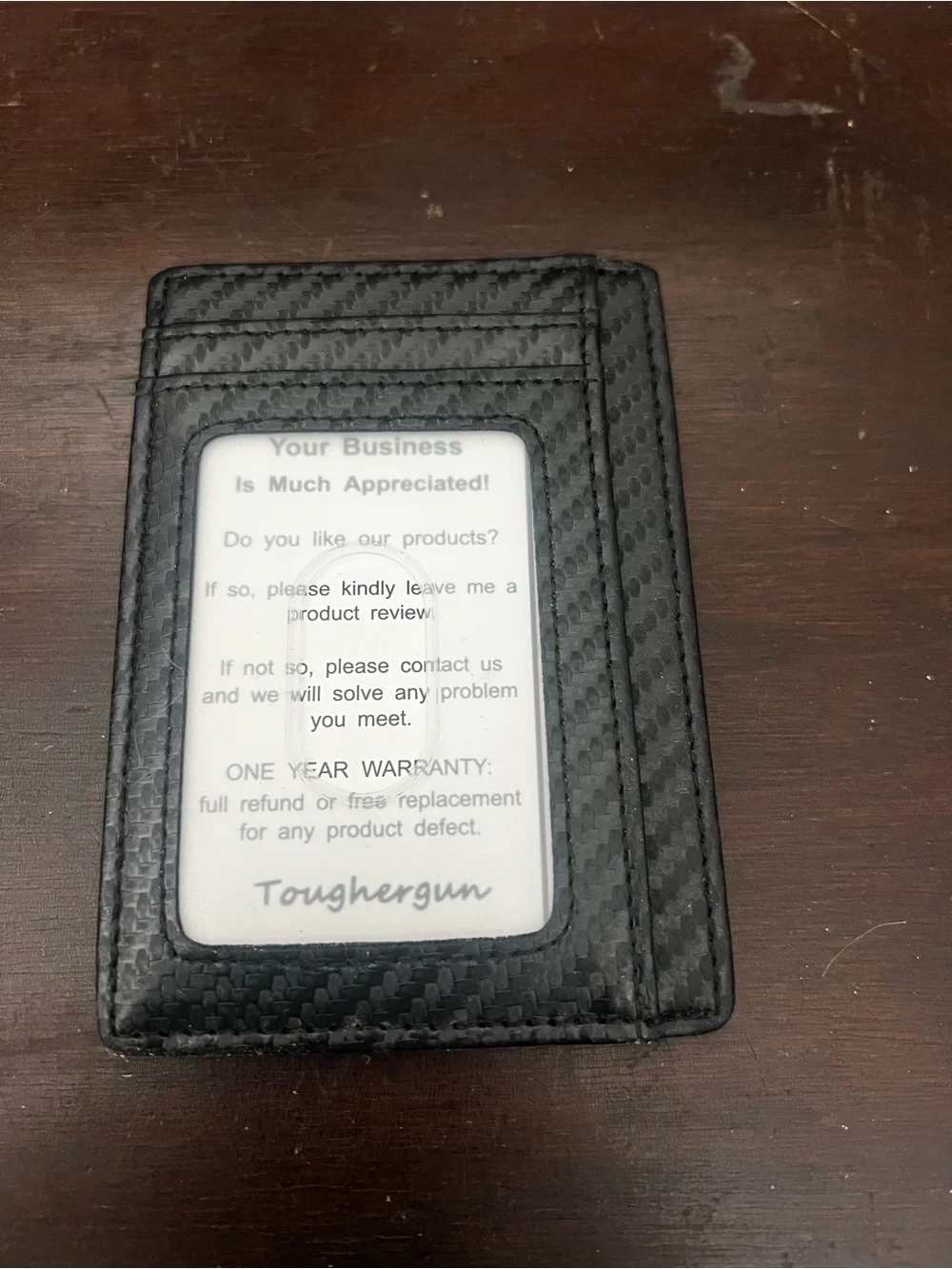 Toughergun RFID Blocking Slim Wallet Carbon Fiber Black NWT